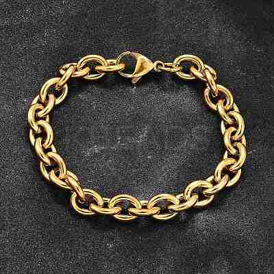 304 Stainless Steel Cable Chain Bracelets for Women LS-BJEW-Q050-01B-G-1
