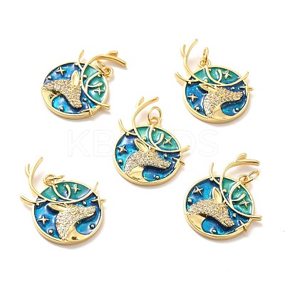 Rack Plating Brass Micro Pave Cubic Zirconia Pendants KK-M230-34G-1
