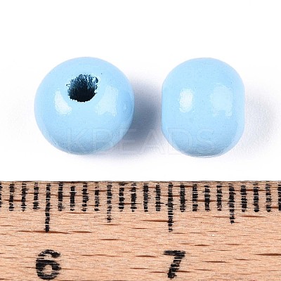 Spray Painted Round Natural Schima Wood Beads LS-WOOD-A018-8mm-18-1
