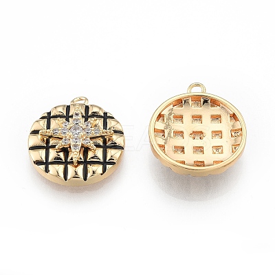 Brass Pave Clear Cubic Zirconia Pendants KK-N232-514-1
