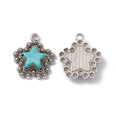 Synthetic Turquoise Pendants PALLOY-D013-16AS-1