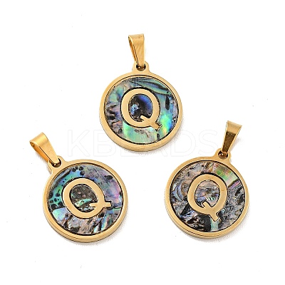 PVD Vacuum Plating 304 Stainless Steel with Paua Shell Pendants STAS-G268-02Q-G-1