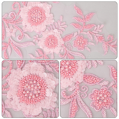 1Pair Flower Lace Polyester Embroidery Organza Ornament Accessories DIY-CY0002-32B-1