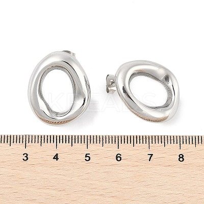 304 Stainless Steel Oval Stud Earrings EJEW-M073-06P-1