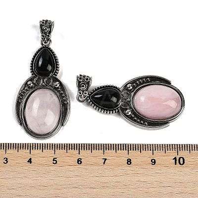 Natural Rose Quartz & Obsidian Pendants G-I370-08AS-05-1