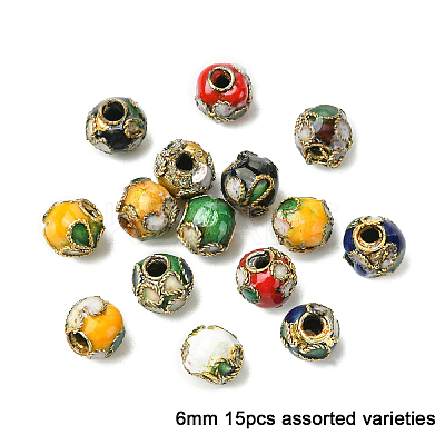 15Pcs Handmade Cloisonne Beads CLB-YW0001-01B-1
