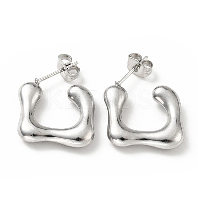 Non-Tarnish Square Stud Earrings EJEW-G293-08P-1