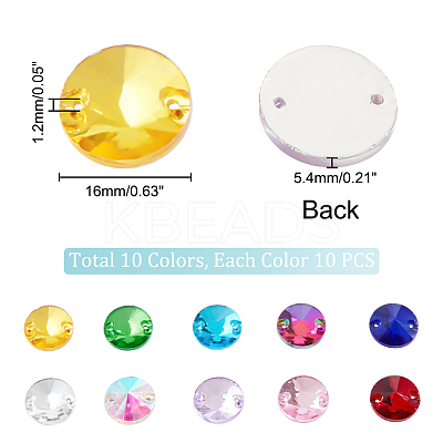 100Pcs 10 Colors Cone Shape Sew on Rhinestones GLAA-GA0001-56A-1