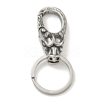 Tibetan Style 316 Surgical Stainless Steel Fittings with 304 Stainless Steel Key Ring FIND-Q101-09AS-03-1