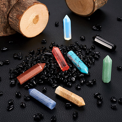 8Pcs 8 Style Natural Pointed Beads G-FW0001-26-1