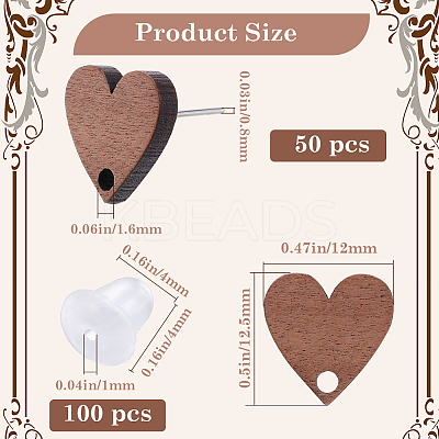 50Pcs Wood Stud Earring Finding FIND-SP0001-19C-1