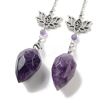 Natural Amethyst Teardrop Dowsing Pendulums G-K338-11P-05-1