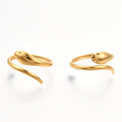 Ion Plating(IP) 304 Stainless Steel Snake Cuff Ring RJEW-N038-113LG-1