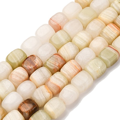 Natural Green Banded Calcite(Afghan Jade) Beads Strands G-B155-D02-1