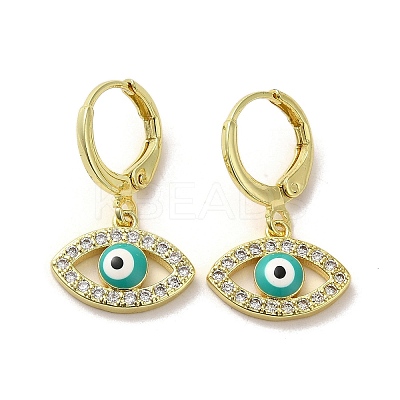 Horse Eye Real 18K Gold Plated Brass Dangle Leverback Earrings EJEW-Q797-23G-03-1