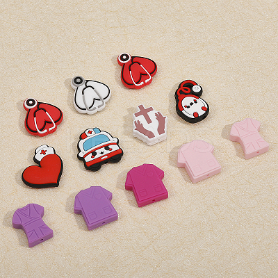 15Pcs 15 Style Food Grade Eco-Friendly Silicone Beads FIND-CA0008-27-1