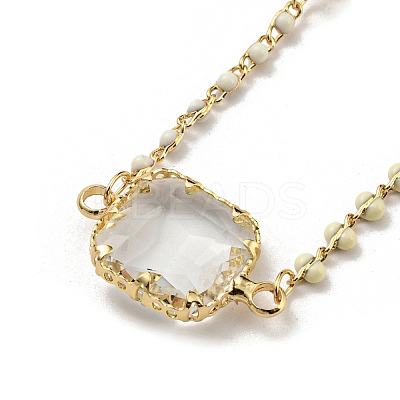 Faceted Square Glass Beads Bib Necklaces NJEW-R263-10G-1