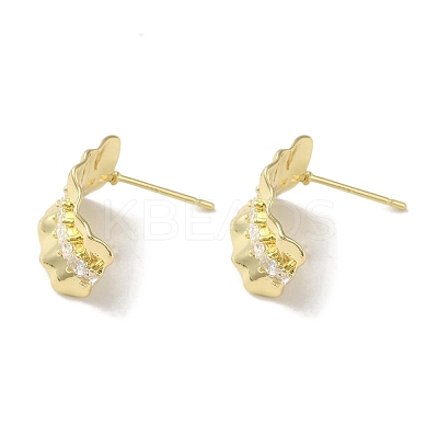 Brass Micro Pave Cubic Zirconia Studs Earring Findings LS-KK-K371-25G-1