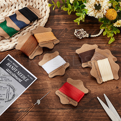 10 Cards 10 Colors Round Waxed Nylon Cord Sets YC-PH0002-42-1