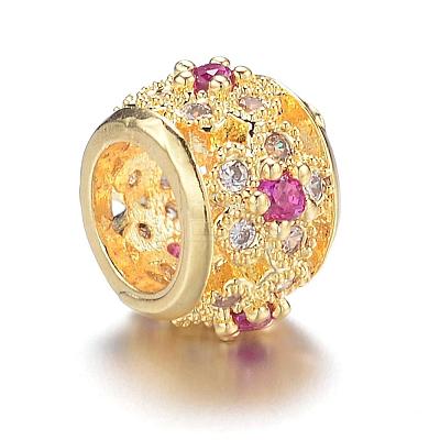 Brass Micro Pave Cubic Zirconia European Beads ZIRC-K028-03G-FF-1