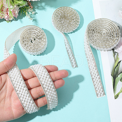 3 Yards 3 Styles Self-adhesion ABS Imitation Pearl with Rhinesatone Hotfix Rhinestone DIY-CY0001-88-1