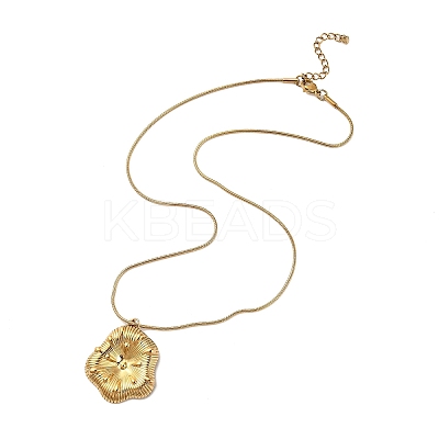 304 Stainless Steel Flower Pendant Necklaces for Women NJEW-U038-01G-1