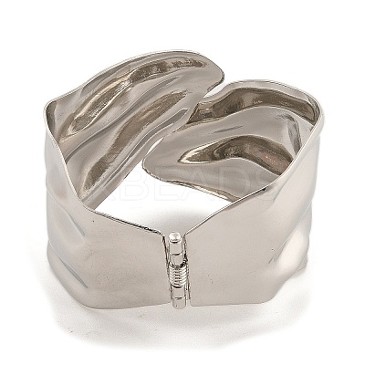 Non-Tarnish Vintage Hammered Iron Wide Hinged Bangles for Women BJEW-L629-14P-1