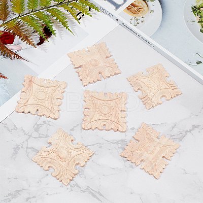 Natural Solid Wood Carved Onlay Applique Craft WOOD-WH0101-55-1