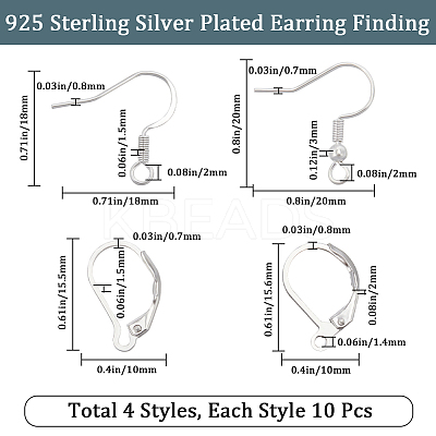 40Pcs 4 Style Brass & 304 Stainless Steel Earring Findings KK-BBC0012-60-1