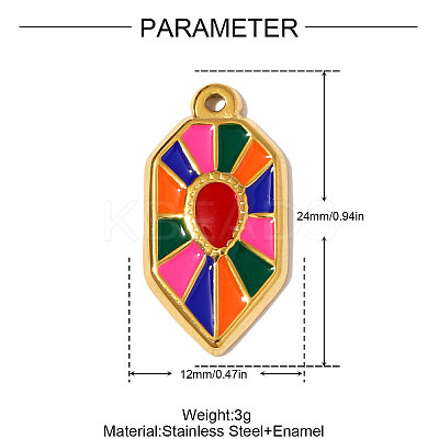 304 Stainless Steel Enamel Pendants STAS-OY008-57G-1