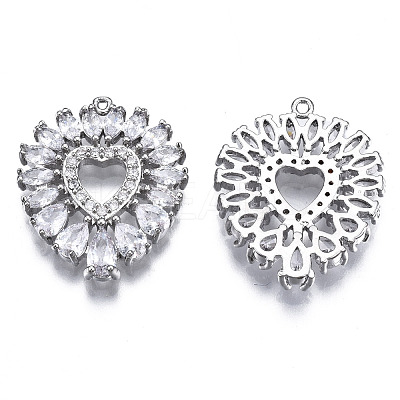 Brass Micro Pave Clear Cubic Zirconia Pendants ZIRC-S069-032P-1
