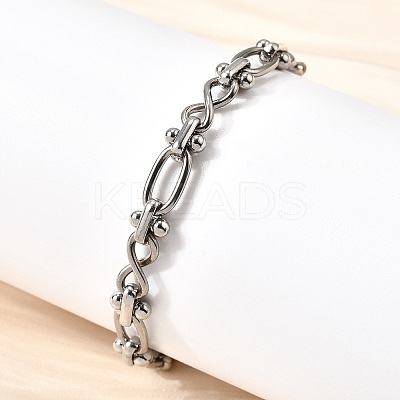 304 Stainless Steel Oval & Infinity Link Chain Bracelets for Women BJEW-K226-14A-P-1