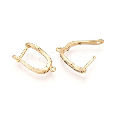 Brass Micro Pave Cubic Zirconia Hoop Earring Finding KK-N261-37G-1