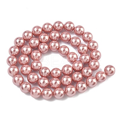 Electroplated Shell Pearl Beads Strands BSHE-G041-8mm-05-1