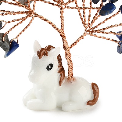 Natural Lapis Lazuli Chips Tree of Life Decorations DJEW-A017-01K-1