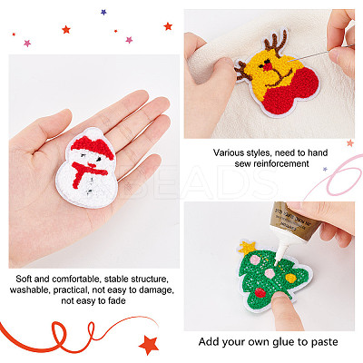 20Pcs 10 Style Christmas Theme Towel Embroidery Cloth Sew on Patches PATC-FG0001-45-1