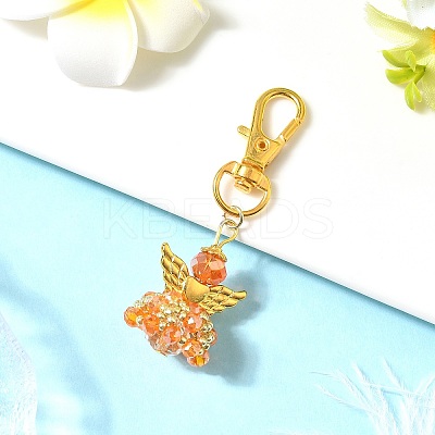 Angel Glass & Alloy Pendant Decorations HJEW-MZ00360-05-1