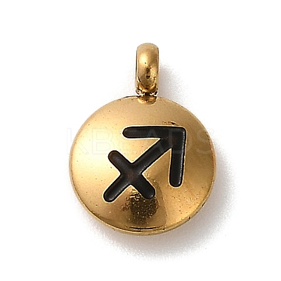 304 Stainless Steel Black Enamel Charms STAS-R009-02G-06-1