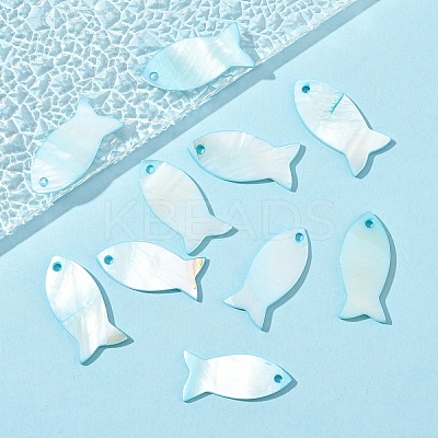 10Pcs Dyed Natural Shell Fish Pendants SHEL-YW0001-13A-1