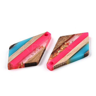 Transparent Resin & Walnut Wood Pendants X-RESI-TAC0017-49-A02-1