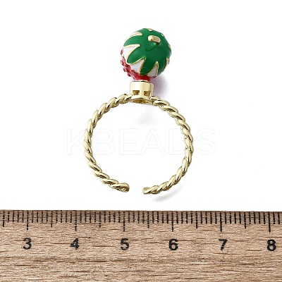 Brass Enamel Open Cuff Rings for Women RJEW-F179-08G-02-1