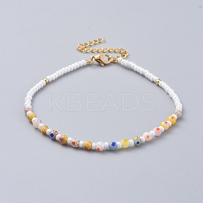 Millefiori Glass Anklets AJEW-AN00272-1