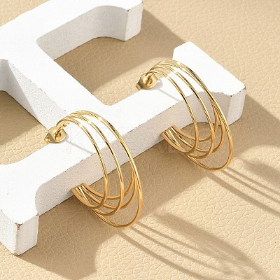 Multilayer C-Shaped 304 Stainless Steel Stud Earrings EJEW-Z098-28G-1