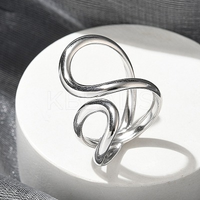 304 Stainless Steel Open Cuff Ring for Women X-RJEW-M025-02P-1