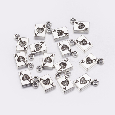 Antique Silver Plated Tibetan Style Zinc Alloy Poker Ace Pendants X-AC0322-1