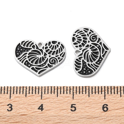 304 Stainless Steel Black Enamel Pendants STAS-M102-67P-1