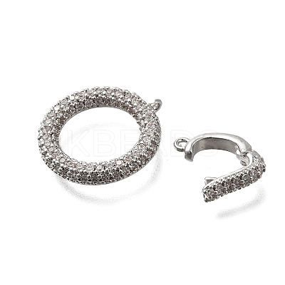 Brass Cubic Zirconia Fold Over Clasps KK-Q048-11P-1