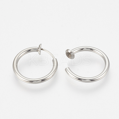 Tarnish Resistant 201 Stainless Steel Retractable Clip-on Hoop Earrings STAS-S100-01-1