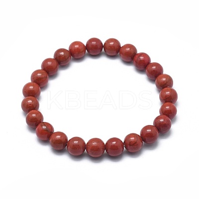 Natural Red Jasper Bead Stretch Bracelets BJEW-K212-C-012-1