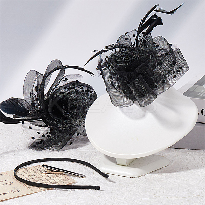 Gauze Feather Flower Hair Bands for Women OHAR-WH20002-05-1